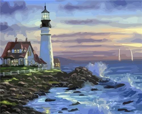 Lighthouse on a Cloudy Day Paint by Numbers