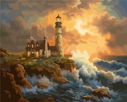 Lighthouse Waves Paint by Numbers