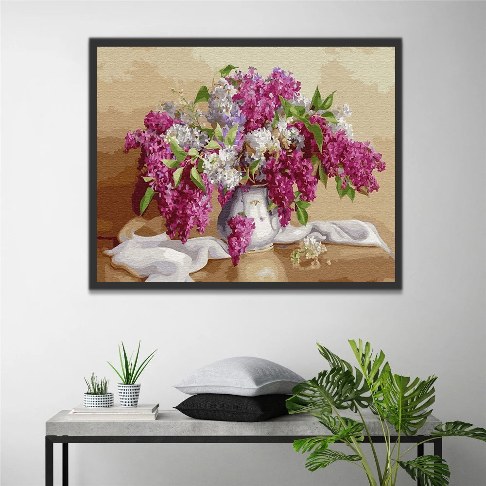 Lilacs in White Vase Paint by Numbers