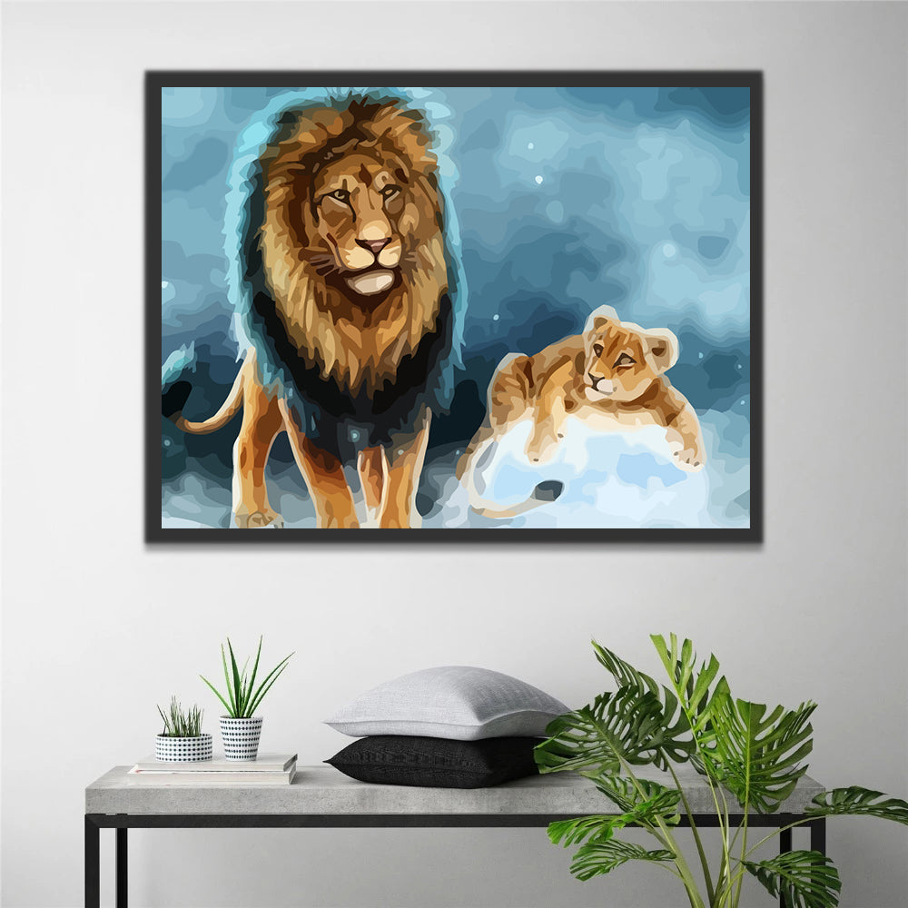 Lion and Baby Lion Paint by Numbers