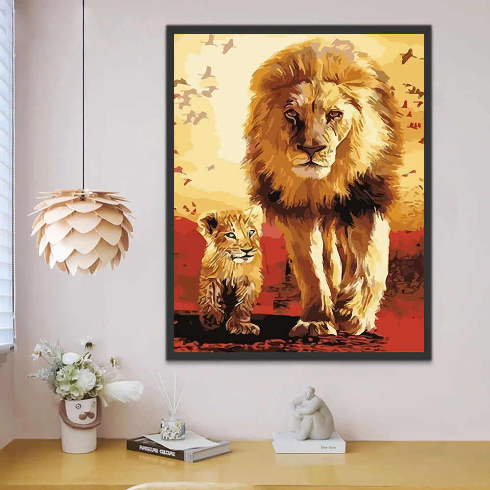 Lion and Baby Lion Paint by Numbers