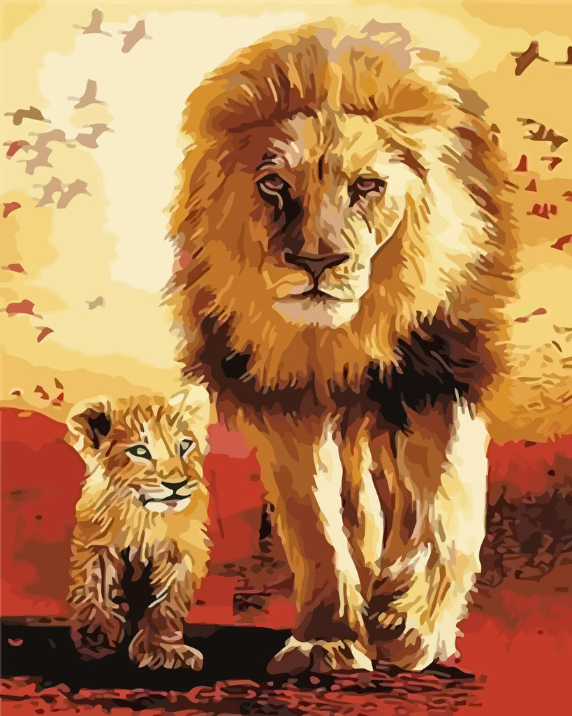 Lion and Baby Lion Paint by Numbers