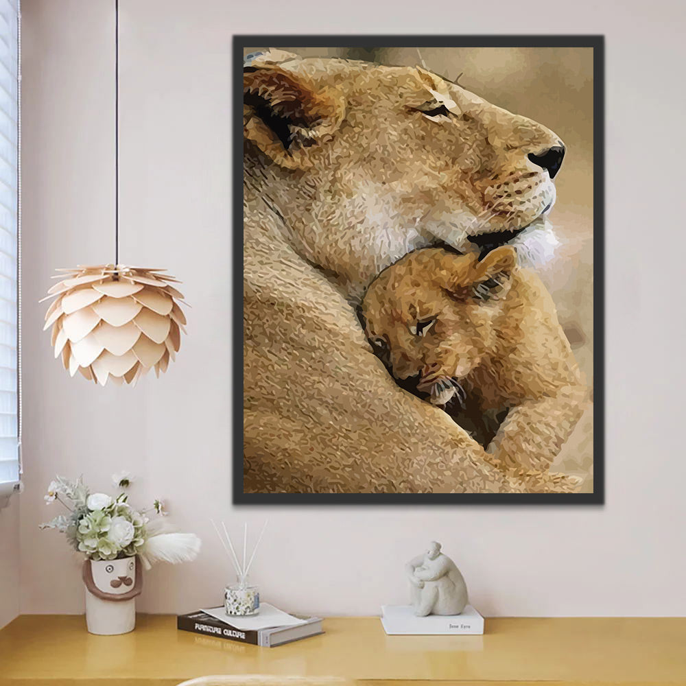 Lion and Baby Lion Paint by Numbers