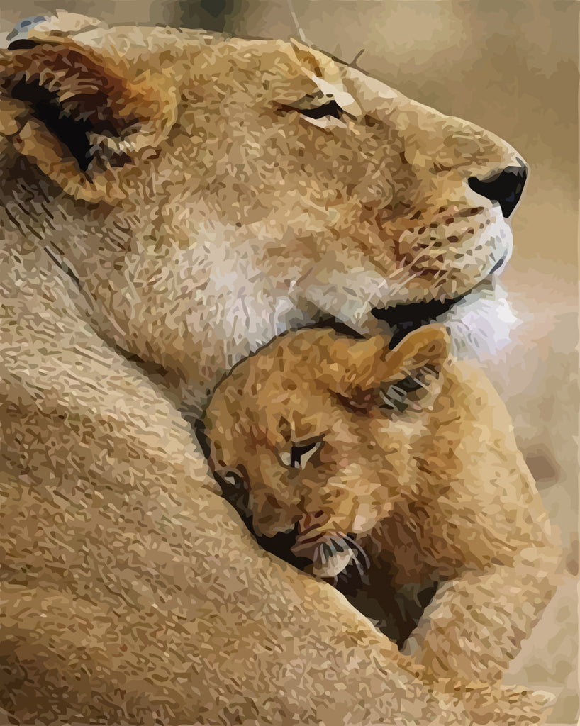 Lion and Baby Lion Paint by Numbers