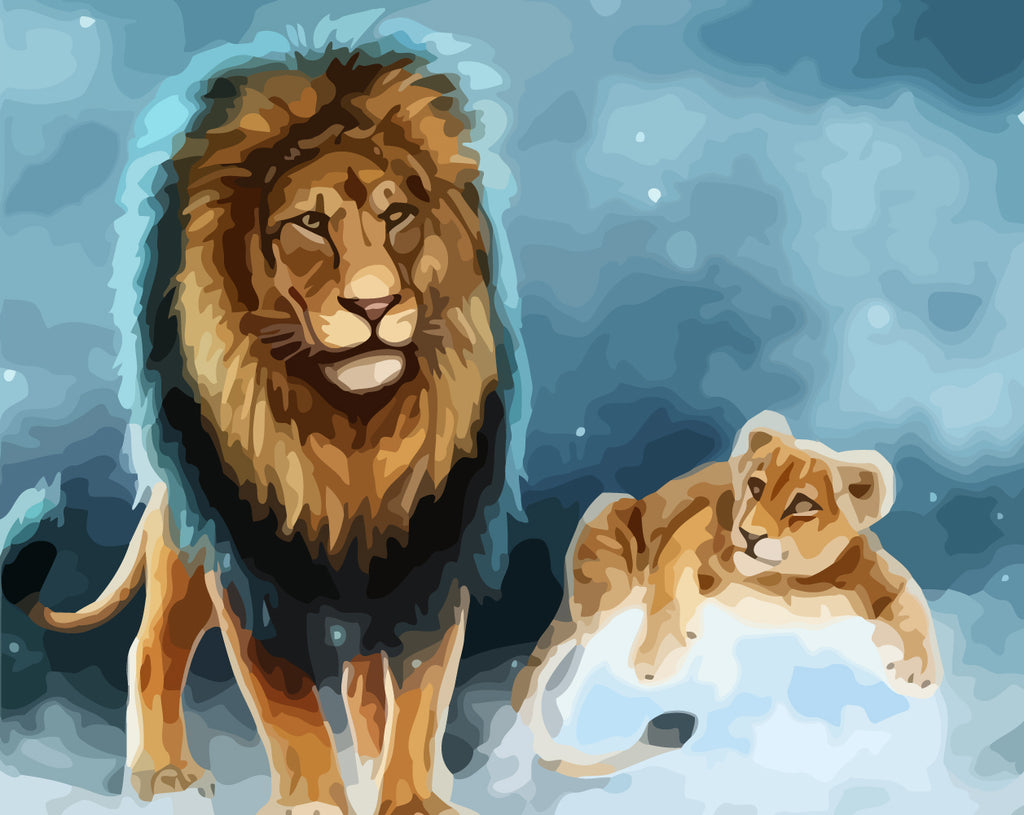 Lion and Baby Lion Paint by Numbers