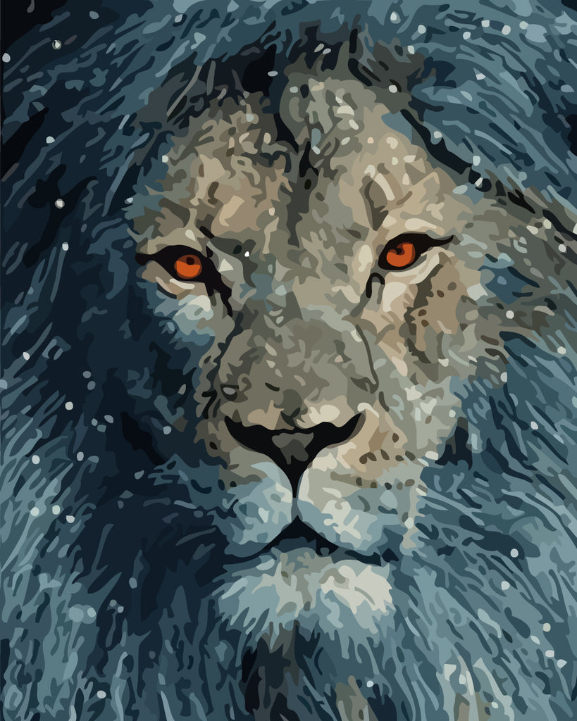 Lion and Snow Paint by Numbers