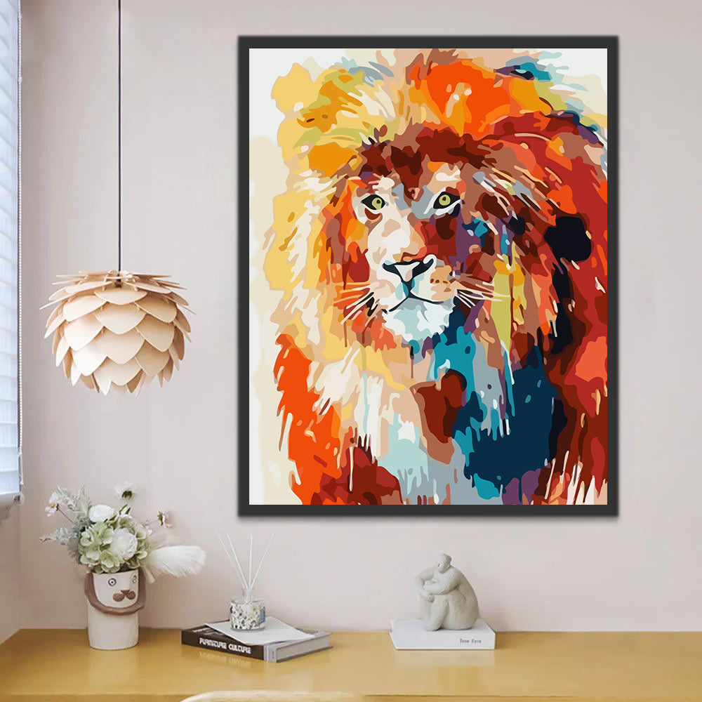Lion in Watercolor Style Paint by Numbers