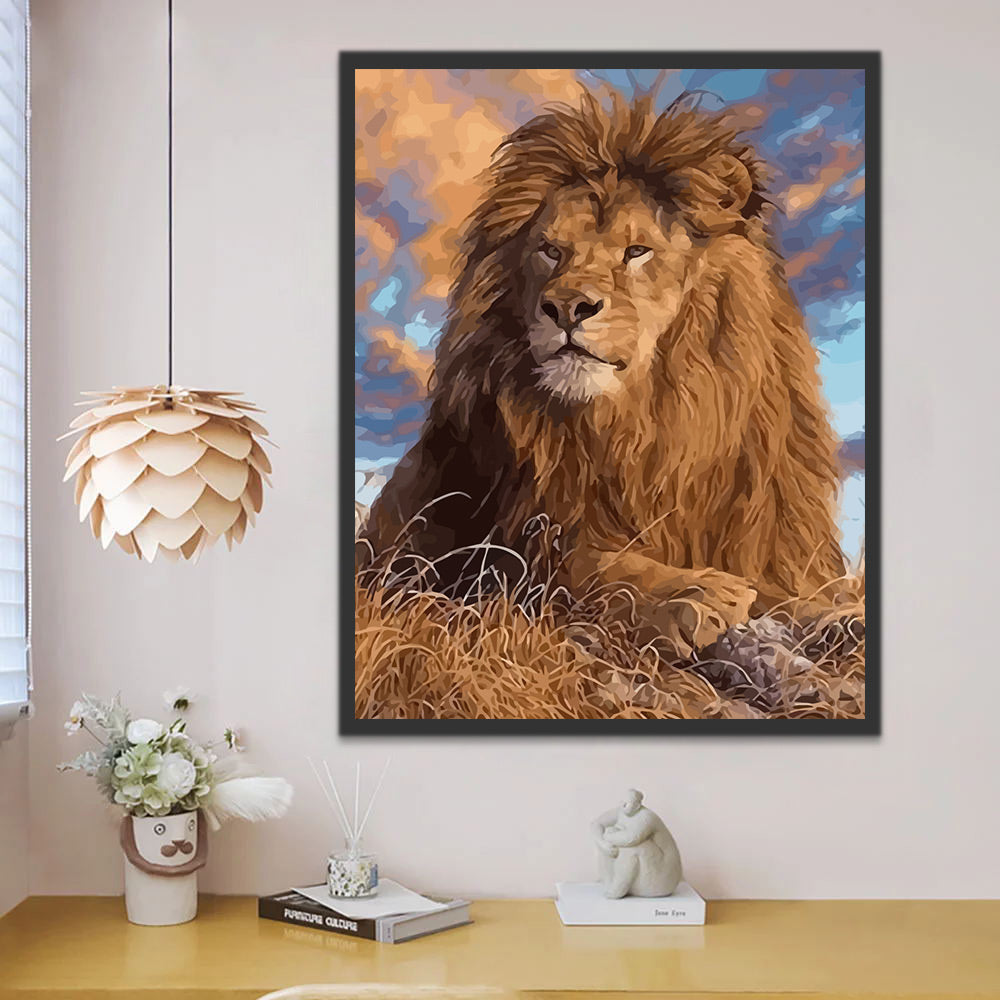 Lion Looking into the Distance Paint by Numbers