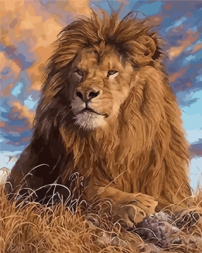 Lion Looking into the Distance Paint by Numbers