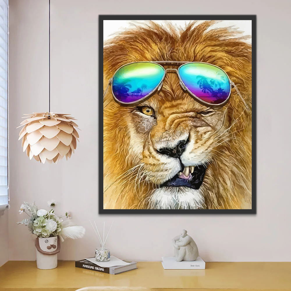 Lion Wearing Sunglasses Paint by Numbers