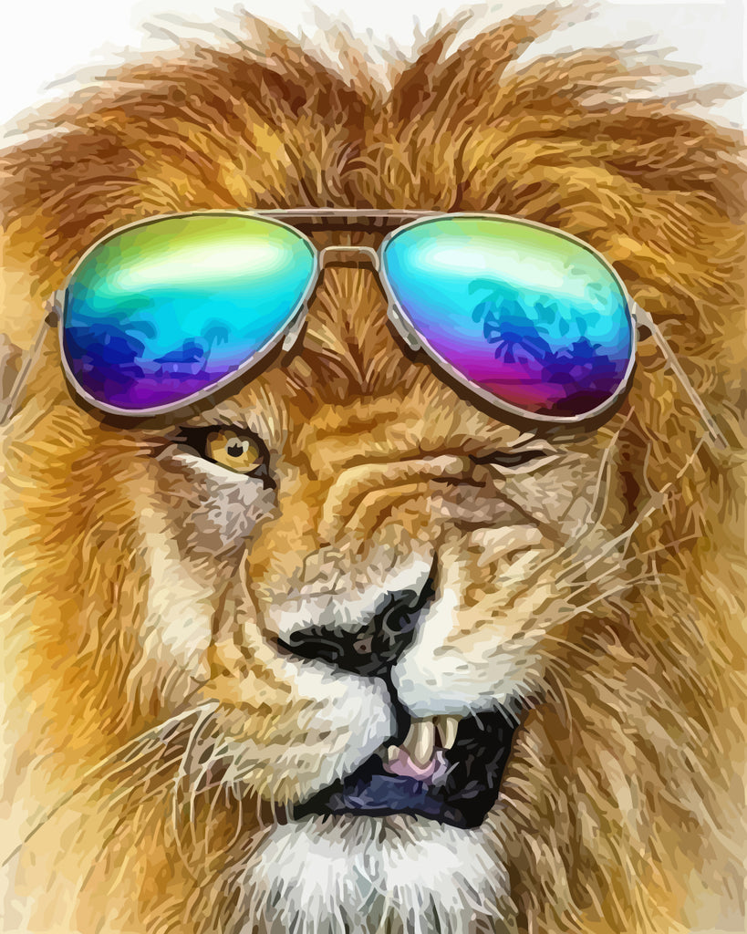 Lion Wearing Sunglasses Paint by Numbers