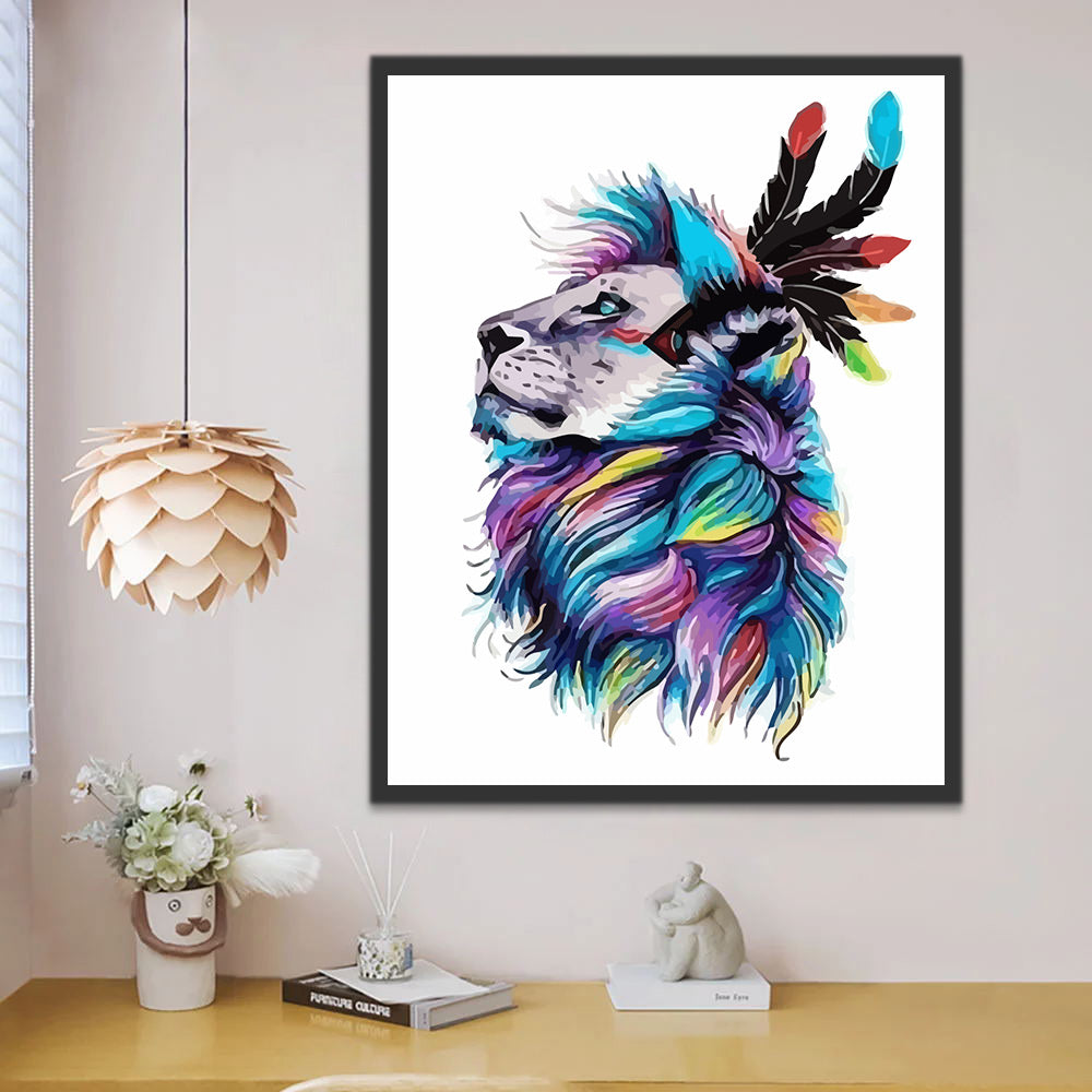 Lion with Colorful Hair Paint by Numbers