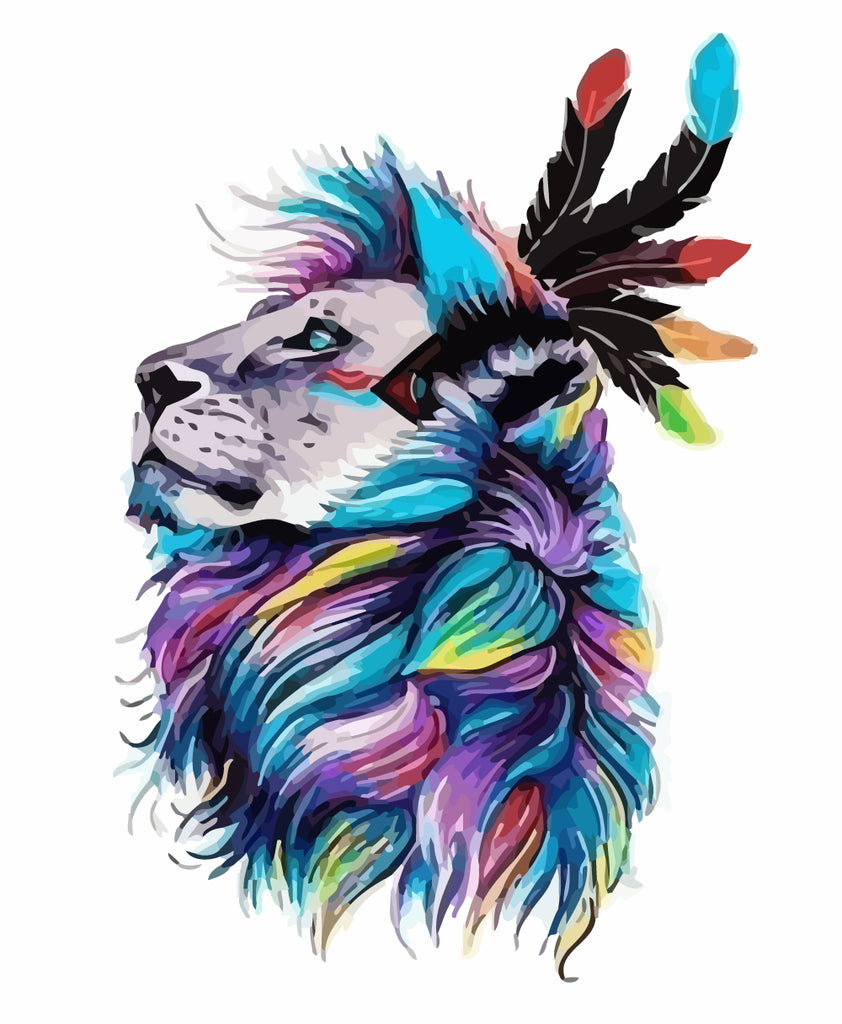 Lion with Colorful Hair Paint by Numbers