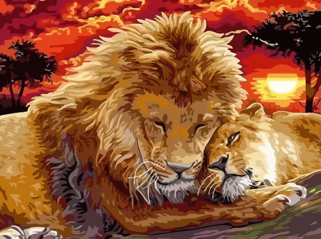 Lions at Sunset Paint by Numbers