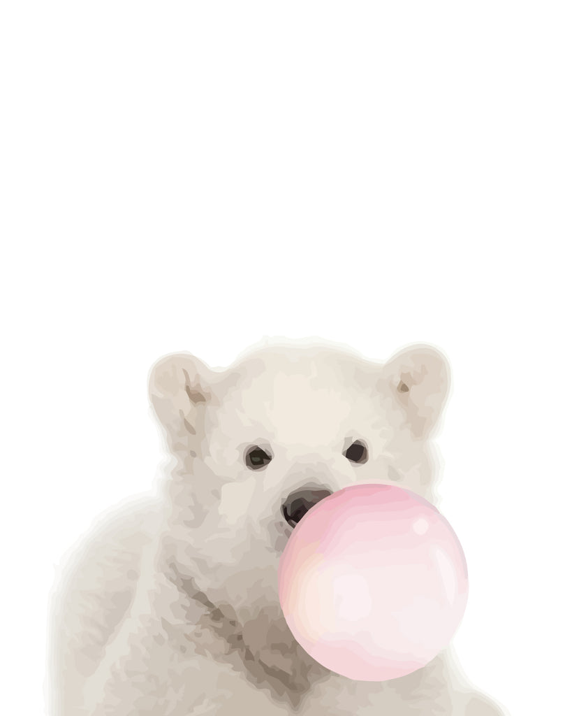 Little Bear with Pink Balloon Paint by Numbers