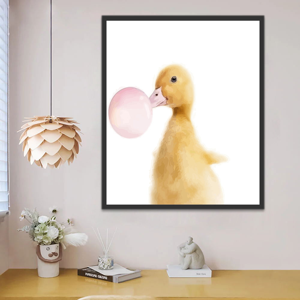 Little Duck with Pink Balloon Paint by Numbers