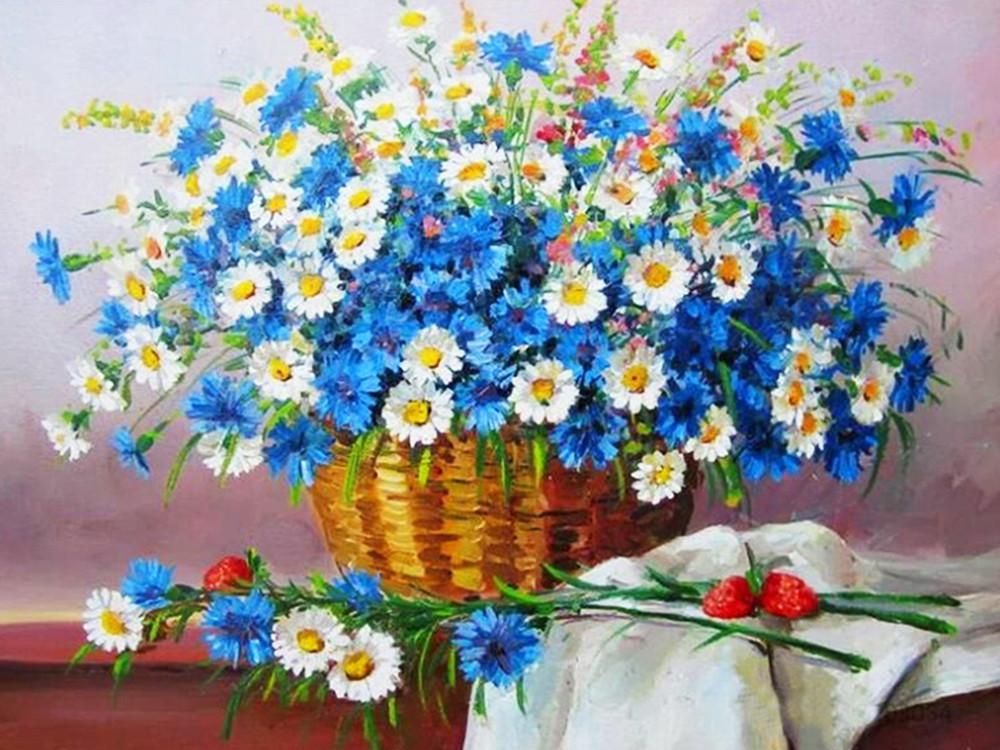 Little Flowers in Basket Paint by Numbers