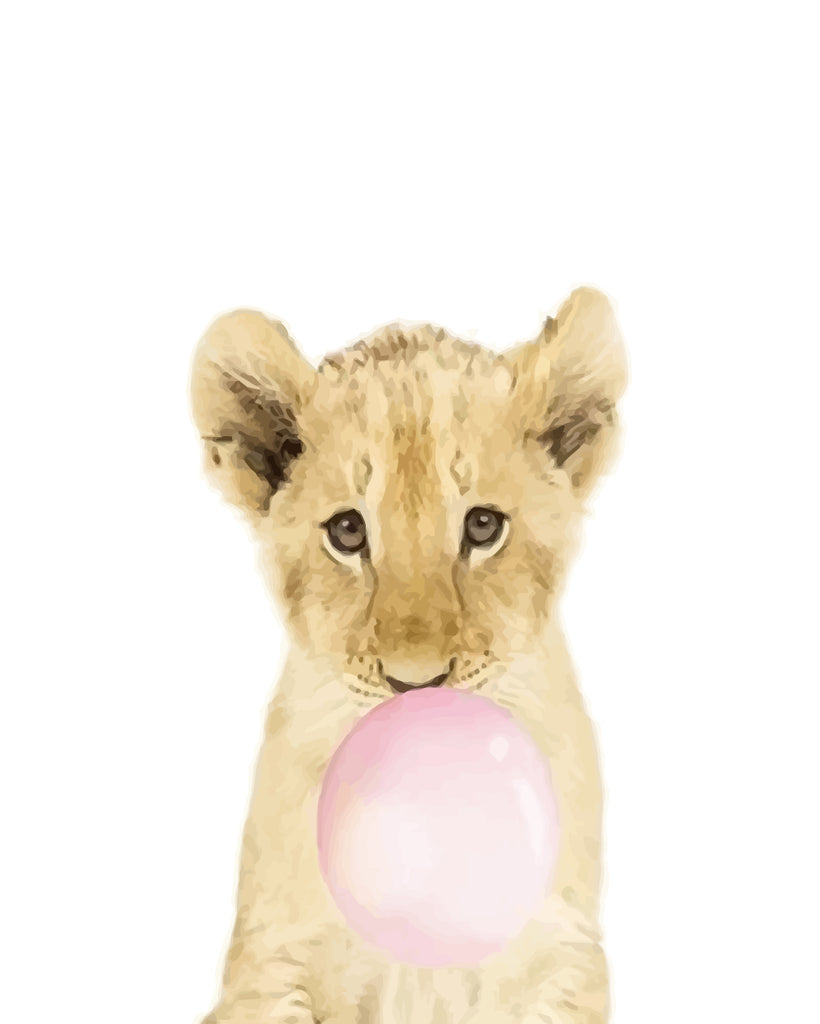 Little Leopard with Pink Balloon Paint by Numbers