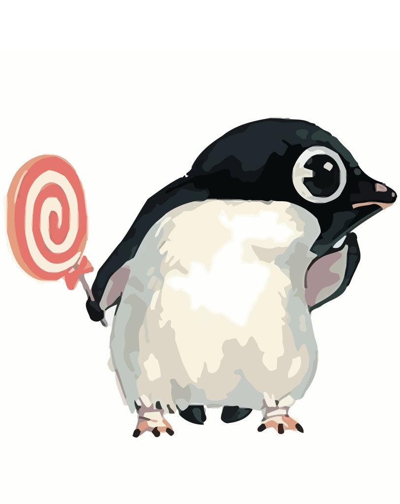 Little Penguin Holding A Lollipop Paint by Numbers