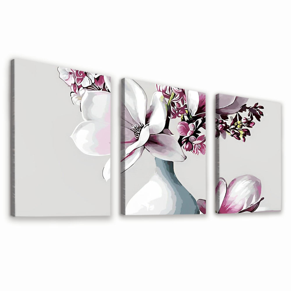 Magnolia in White Vase 3 Pack Paint By Numbers