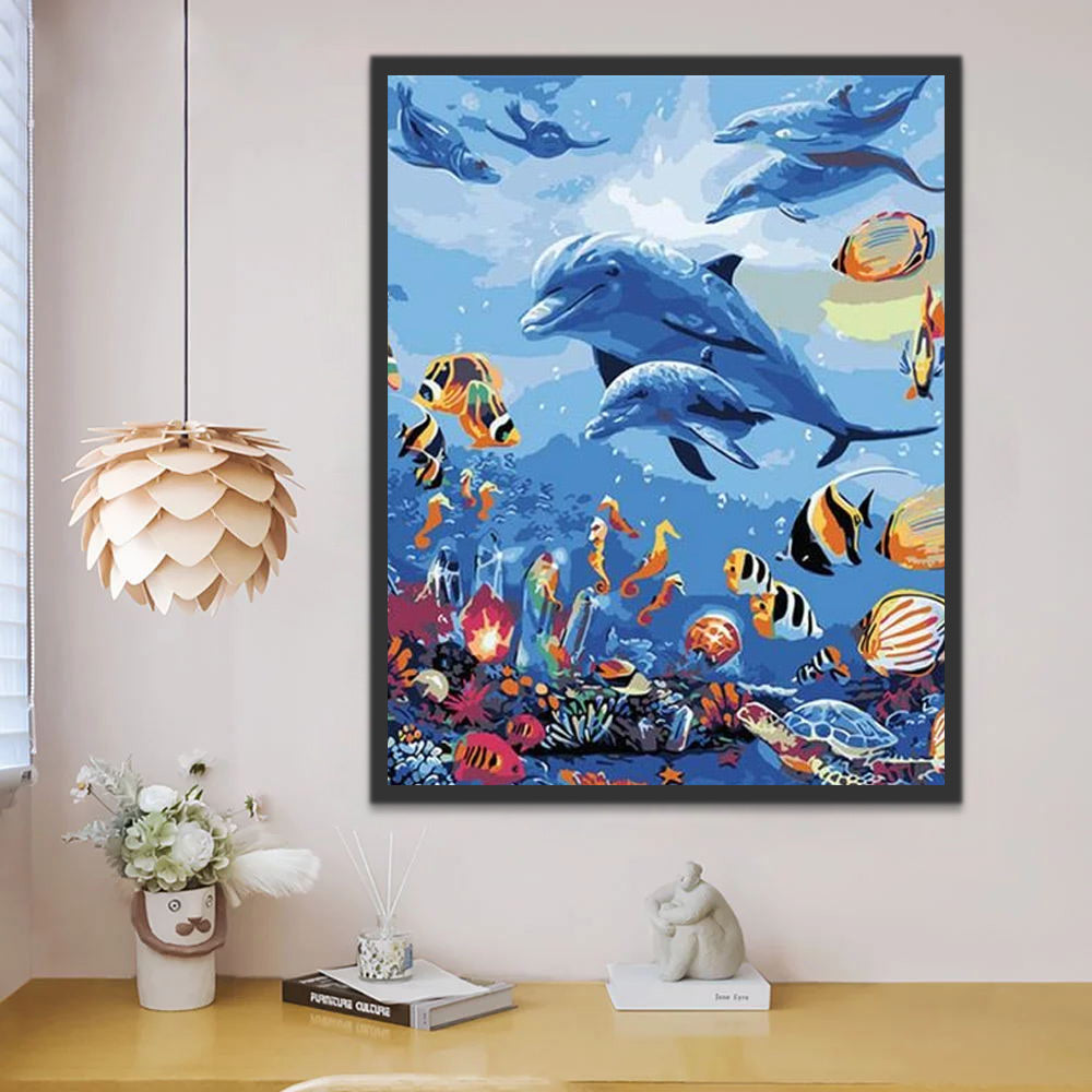 Marine Dolphins and Clownfish Paint by Numbers