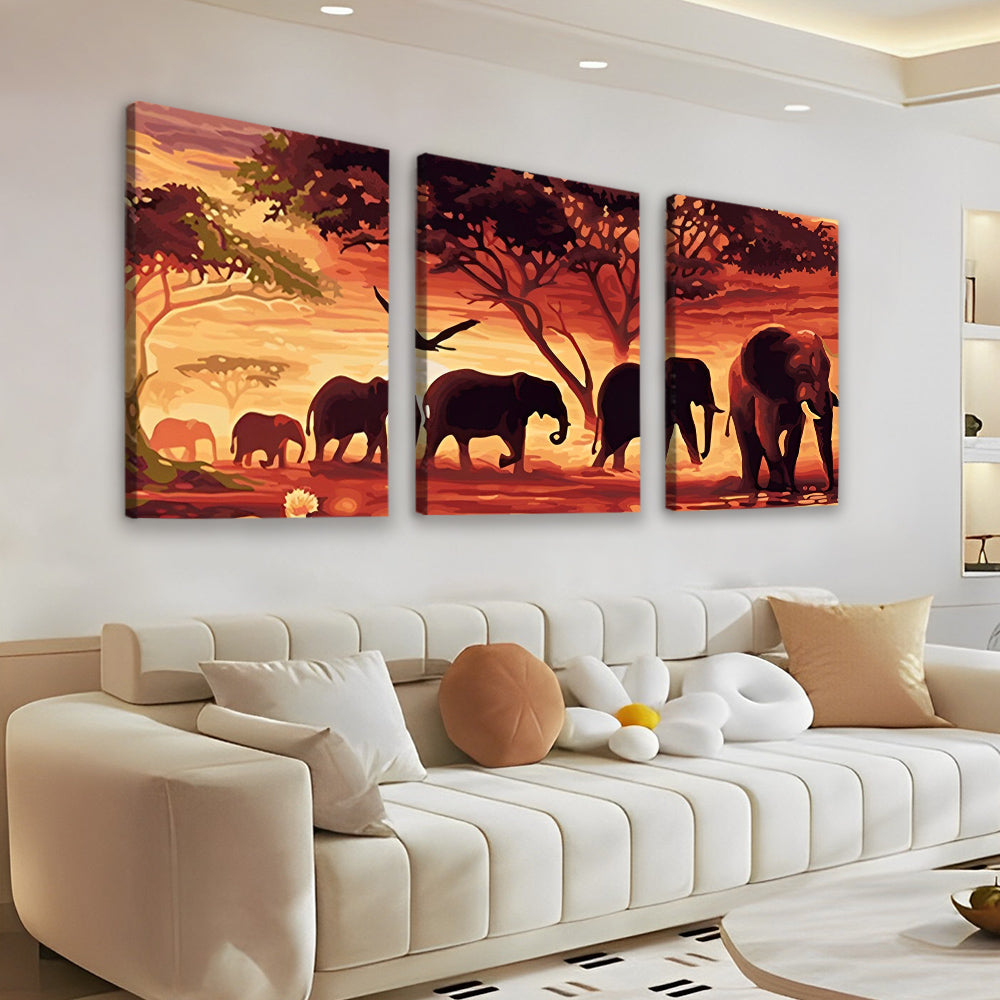 Migrating Elephants 3 Pack Paint By Numbers