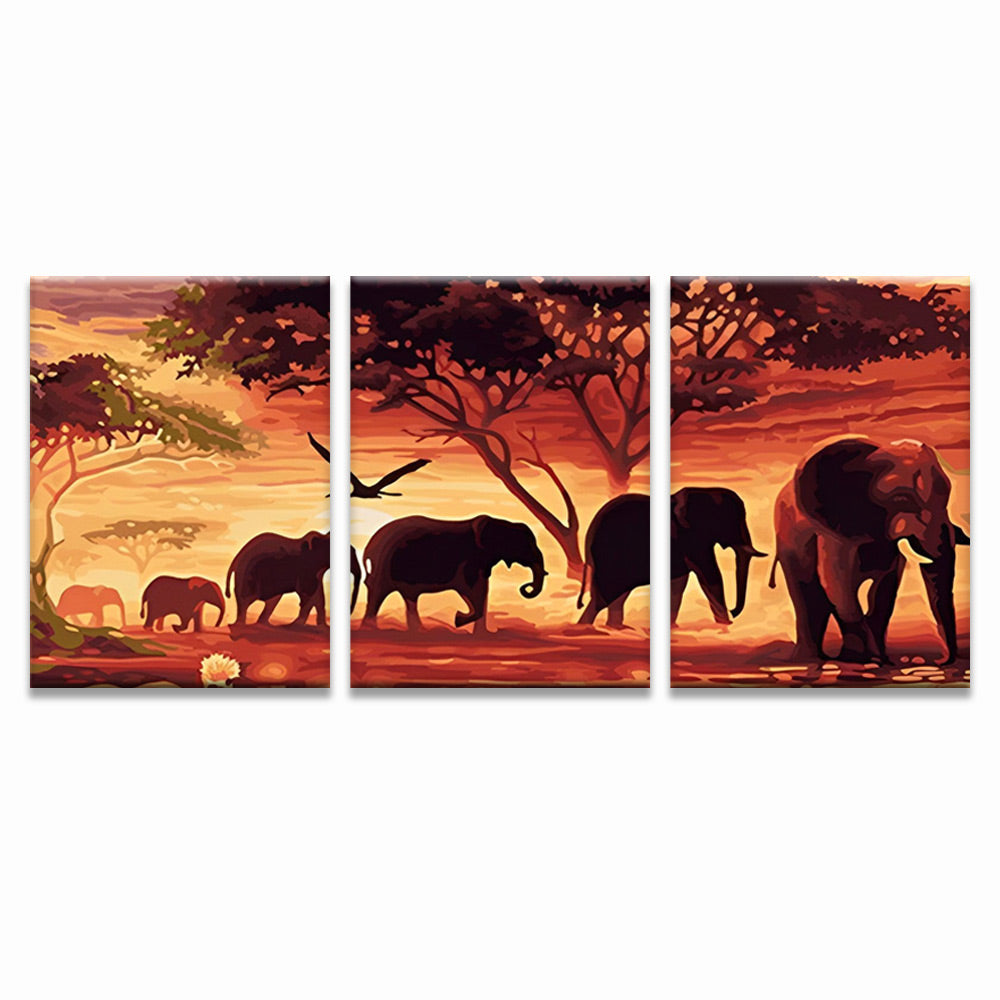 Migrating Elephants 3 Pack Paint By Numbers