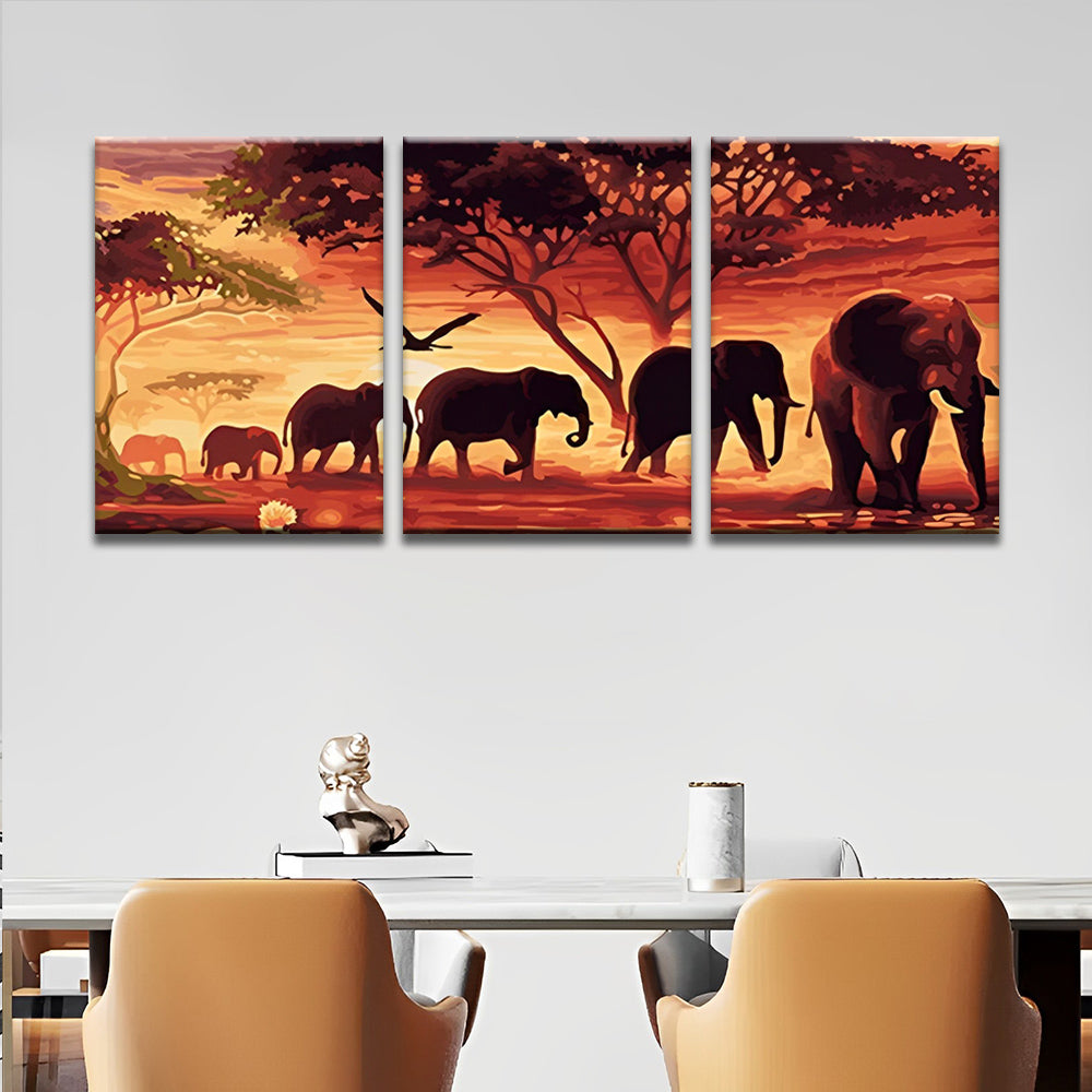 Migrating Elephants 3 Pack Paint By Numbers