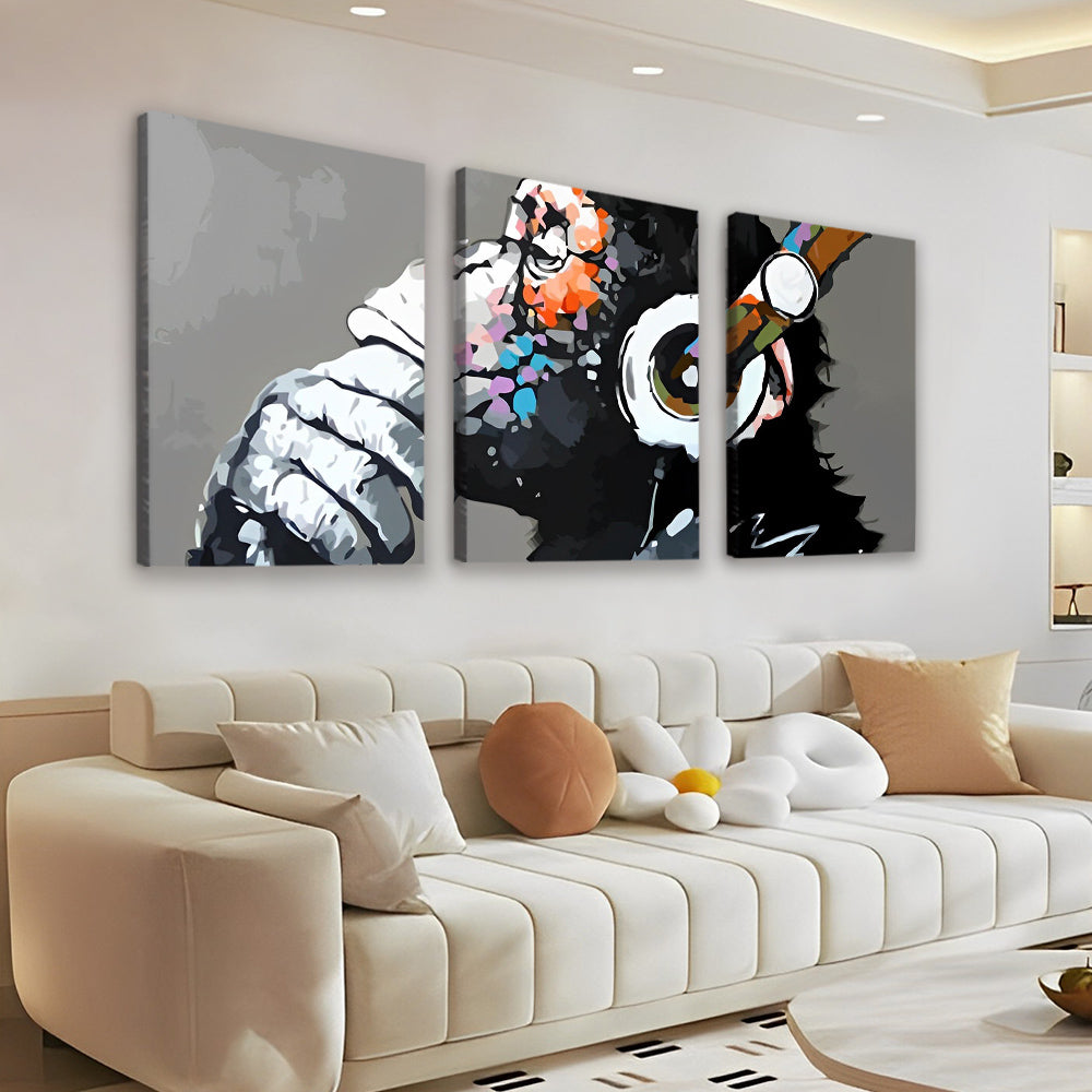 Monkey Listening to Music 3 Pack Paint By Numbers