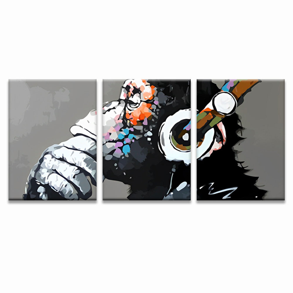 Monkey Listening to Music 3 Pack Paint By Numbers