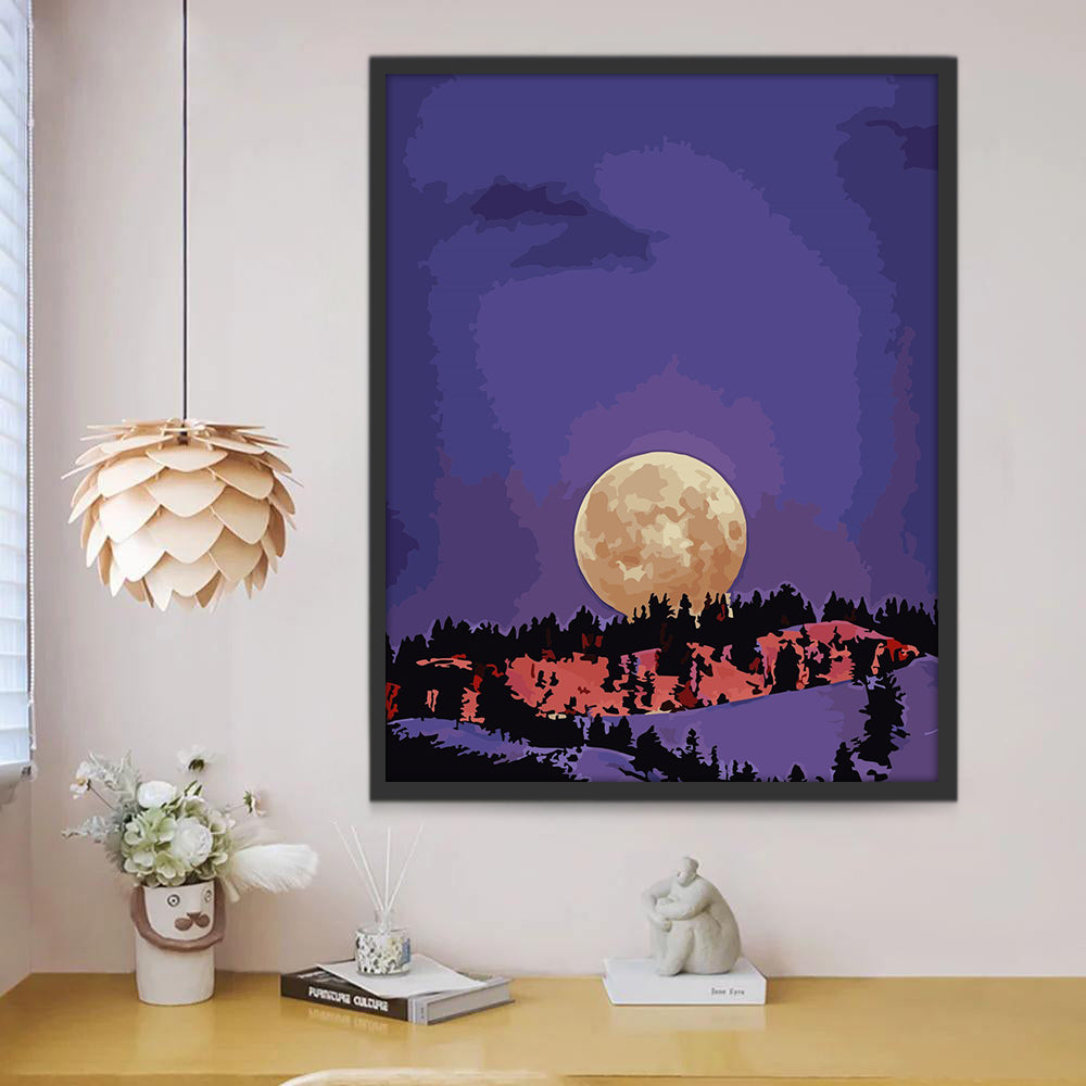 Moon and Purple Sky Paint by Numbers