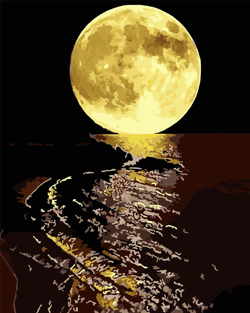 Moon and Water in the Dark Paint by Numbers