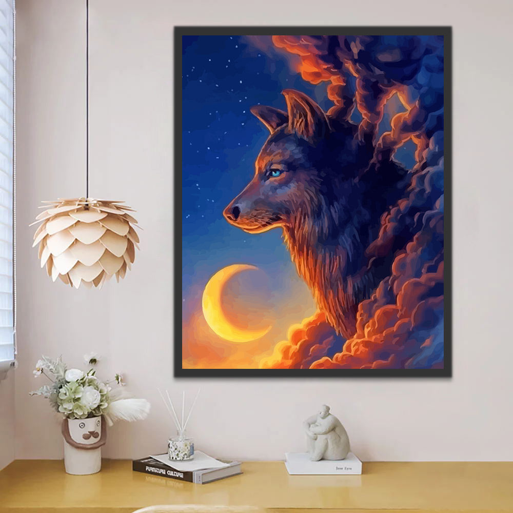 Moon and Wolf Paint by Numbers