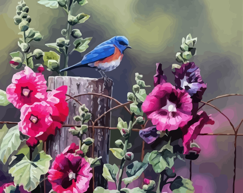 Morning Glories and Blue Bird Paint by Numbers