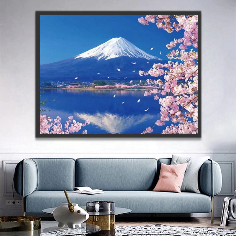 Mount Fuji and Sakura Paint by Numbers