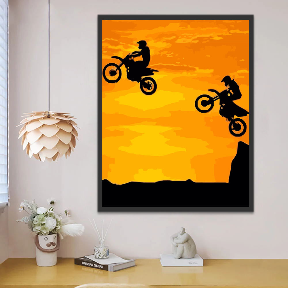 Mountain Biker Silhouette Paint by Numbers