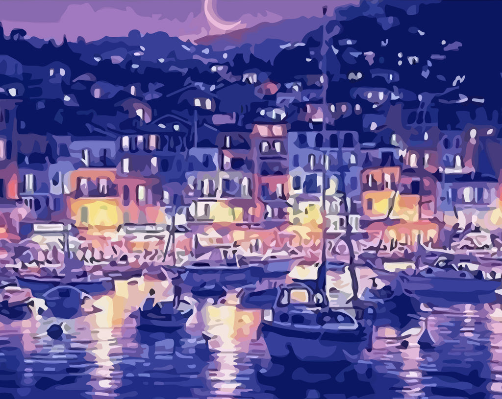 Night View of the Harbour Paint by Numbers