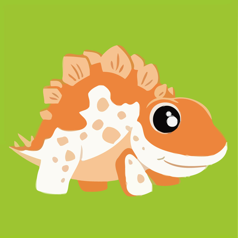 Orange Cartoon Dinosaur Paint by Numbers for Kids