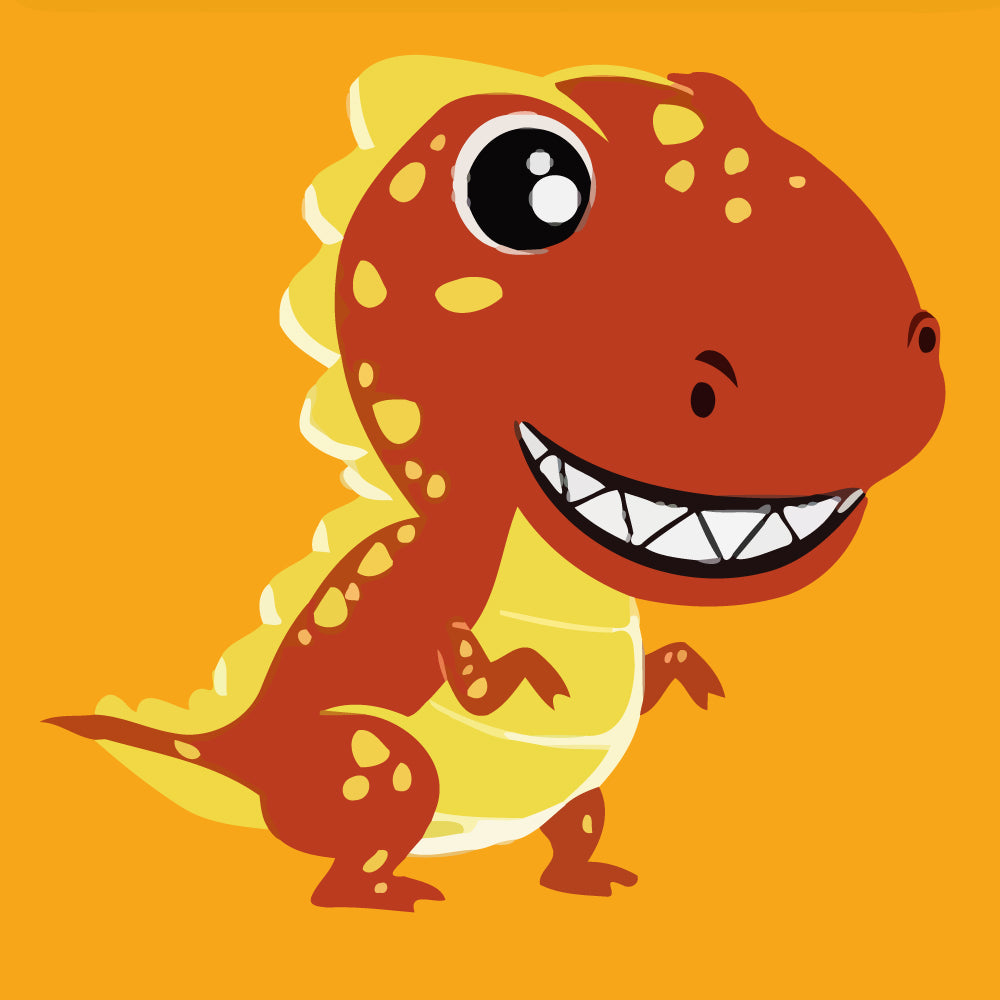 Orange Cartoon Little Dinosaur Paint by Numbers for Kids