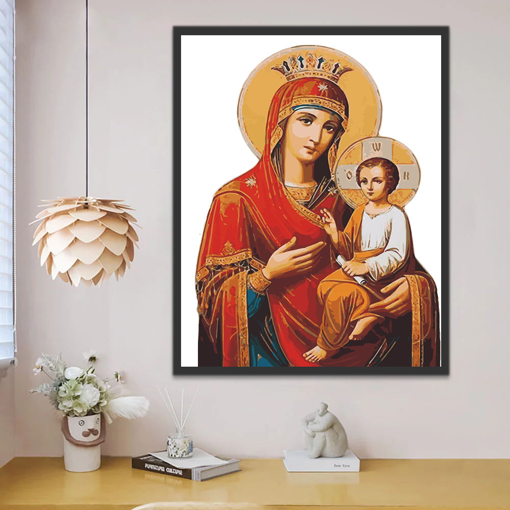 Orthodox Icon Virgin Mary Child Jesus Paint by Numbers