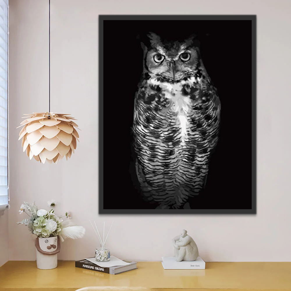 Owl in Dark Paint by Numbers