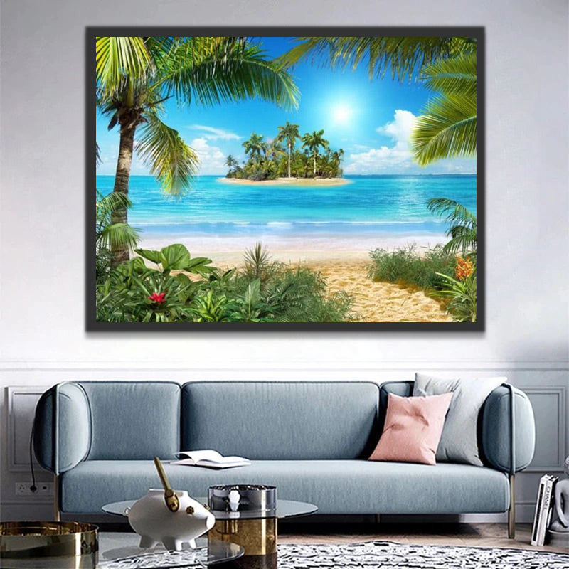 Palm Trees on the Beach Paint by Numbers