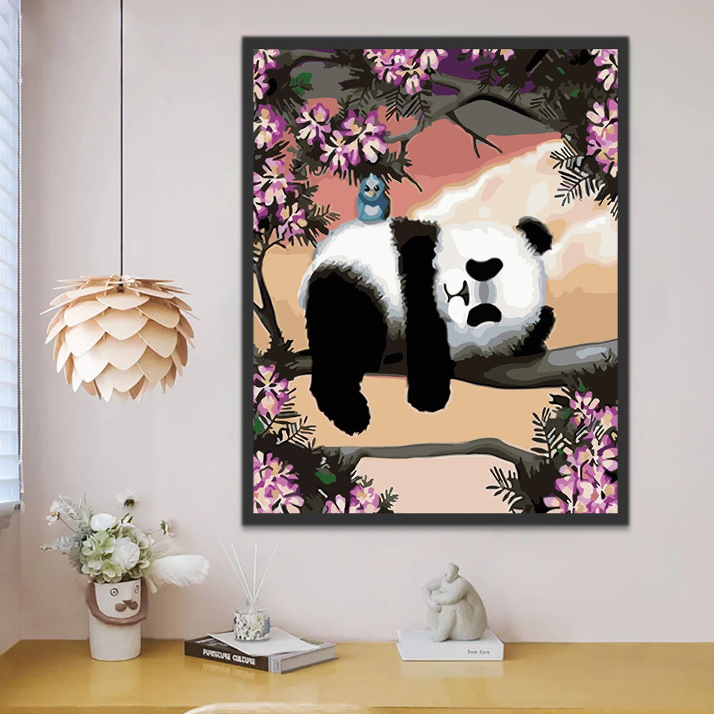 Panda Lying on the Tree Paint by Numbers