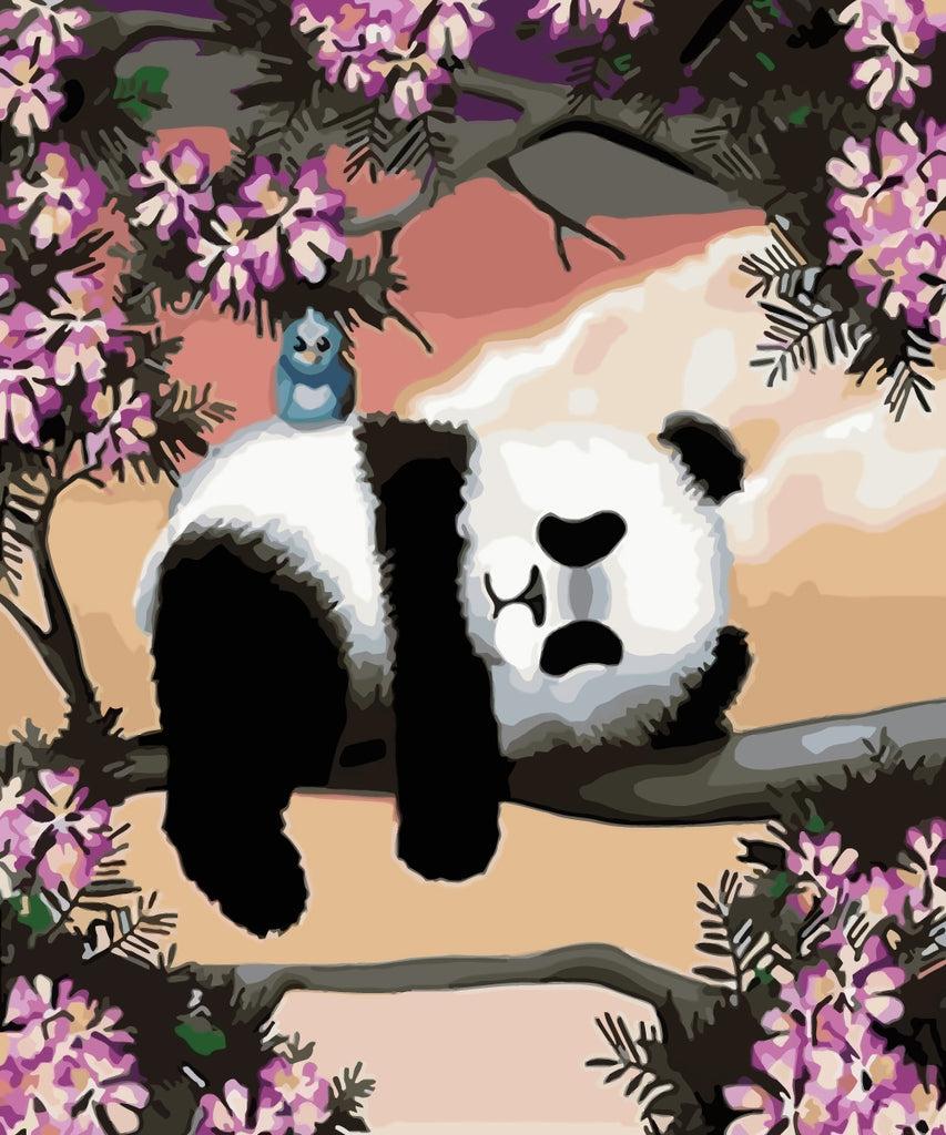 Panda Lying on the Tree Paint by Numbers