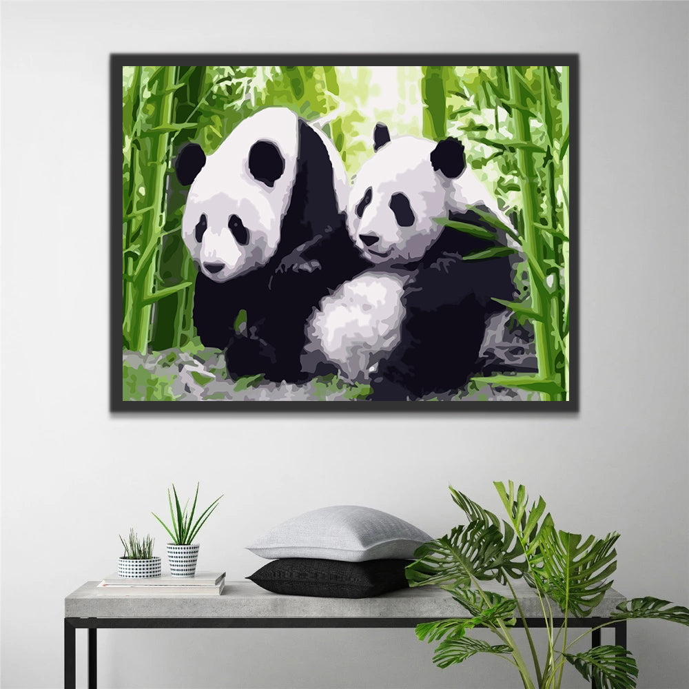 Pandas and Bamboos Paint by Numbers