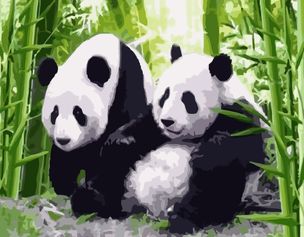 Pandas and Bamboos Paint by Numbers