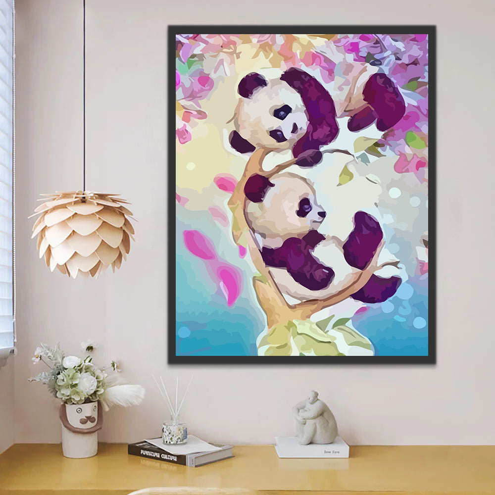 Pandas on the Tree Paint by Numbers