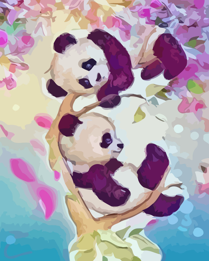 Pandas on the Tree Paint by Numbers