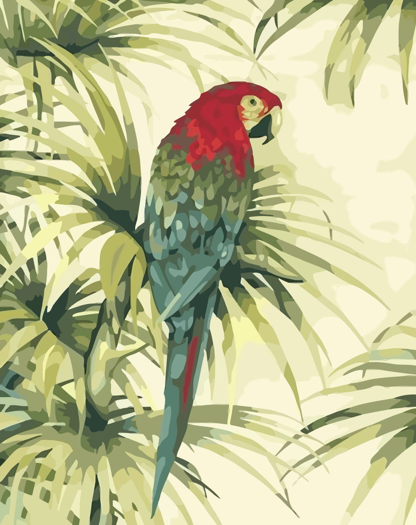 Parrot and Leaves Paint by Numbers