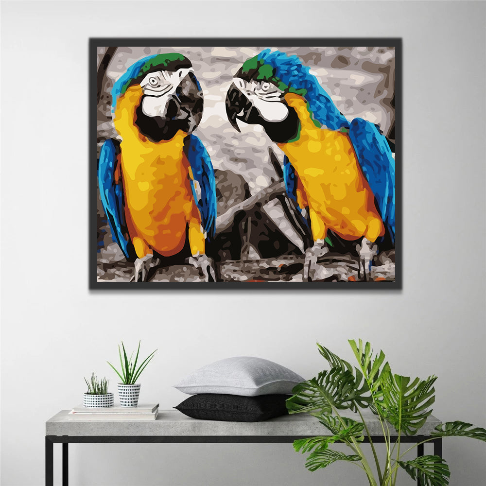 Parrots in Watercolor Style Paint by Numbers